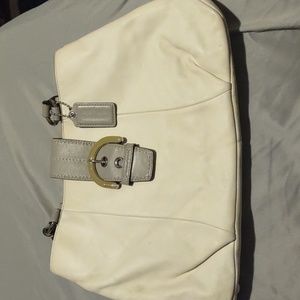 Authentic Coach Soho East West White Leather Bag